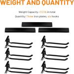 Wallmaster Garage Storage Tool Organizer Rack Heavy Duty Tools Garage Organization Wall Mount Rack Hanger with 6 Hooks 48inch Tracks Max Load 265lb