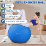 BalanceFrom Anti-Burst and Slip Resistant Exercise Ball Yoga Ball Fitness Ball Birthing Ball with Quick Pump, 2,000-Pound Capacity, Blue, 58-65cm, L