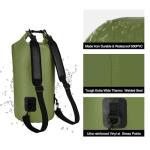 Piscifun Dry Bag, Waterproof Floating Backpack with Waterproof Phone Case for Kayking, Boating, Kayaking, Surfing, Rafting and Fishing, Army Green 20L