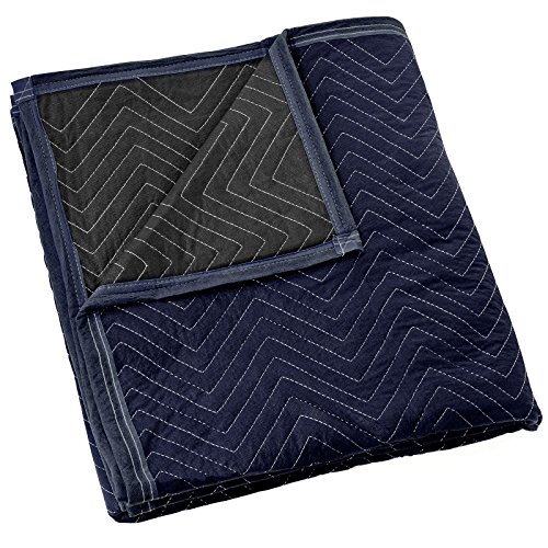 Sure-Max Moving & Packing Blanket - Pro Economy - 80" x 72" (35 lb/dz weight) - Professional Quilted Shipping Furniture Pad Navy Blue and Black - 1 Blanket