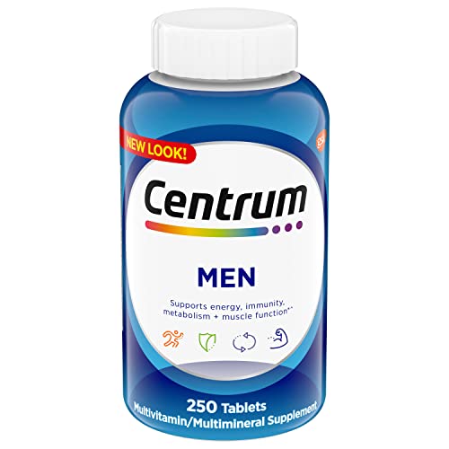 Centrum Multivitamin for Men, Multivitamin/Multimineral Supplement with Vitamin D3, B Vitamins and Antioxidants, Gluten Free, Non-GMO Ingredients - 250 Count