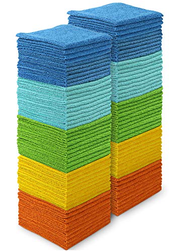 AIDEA Microfiber Cleaning Cloths-100PK, Softer and More Absorbent, Lint-Free, Wash Cloth for Home, Kitchen, Car, Window (12in.x12in.)