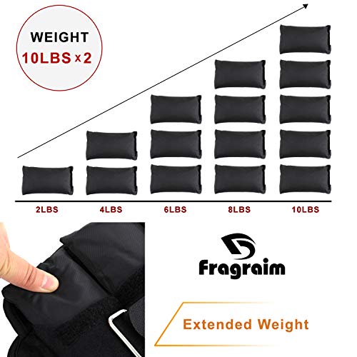 Fragraim Adjustable Ankle Weights 1-20 LBS Pair with Removable Weight for Jogging, Gymnastics, Aerobics, Physical Therapy, Resistance Training|Each 2-10 lbs, Total 20LBS, Black
