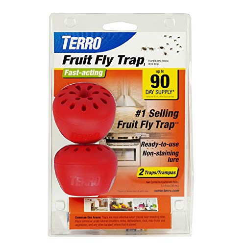 TERRO T2502 Ready-to-Use Indoor Fruit Fly Killer and Trap with Built in Window - 2 Traps + 90 day Lure Supply
