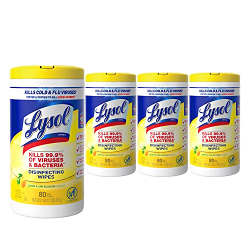 Lysol Disinfectant Wipes, Multi-Surface Antibacterial Cleaning Wipes, For Disinfecting and Cleaning, Lemon and Lime Blossom, 80 Count (Pack of 4)Ã¢â¬â¹