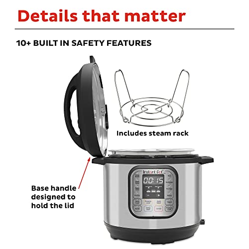 Instant Pot Duo 7-in-1 Electric Pressure Cooker, Slow Cooker, Rice Cooker, Steamer, SautÃ©, Yogurt Maker, Warmer & Sterilizer, Includes App With Over 800 Recipes, Stainless Steel, 6 Quart