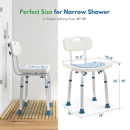 Auitoa 2 in 1 Shower Chair, with Handles and Shower Head Holder, Tool-Free Assembly 350lb Bathtub Chair for Shower with Back Support, Shower Stool for Inside Shower for Elderly, Handicap, Pregnant
