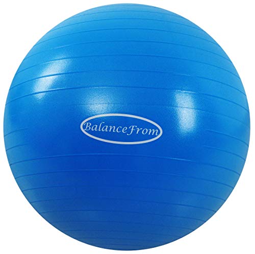 BalanceFrom Anti-Burst and Slip Resistant Exercise Ball Yoga Ball Fitness Ball Birthing Ball with Quick Pump, 2,000-Pound Capacity, Blue, 58-65cm, L