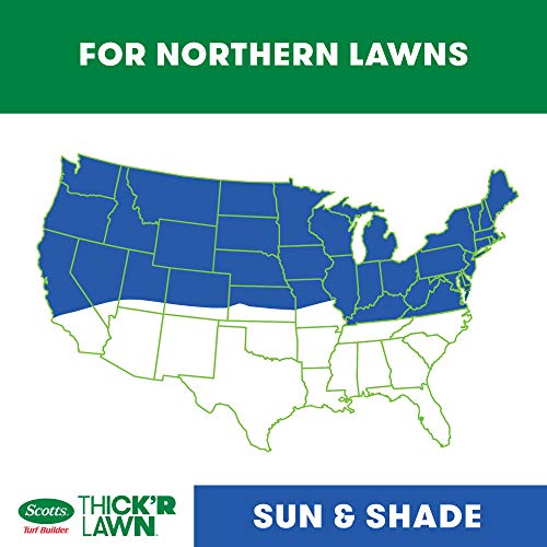 Scotts Turf Builder Thick'R Lawn Grass Seed, Fertilizer and Soil Improver for Sun & Shade, 12 lbs.