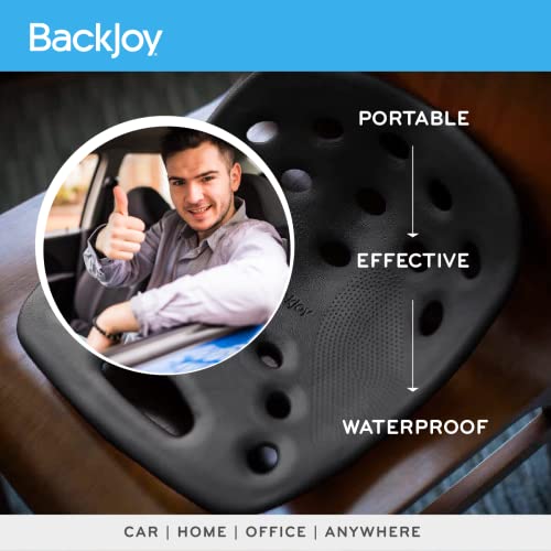 Backjoy Posture Seat Pad | Ergonomic Pressure Relief, Hip & Pelvic Support to Improve Posture | Home, Office Chair, Car Seat, Waterproof | Fits S-L Hips | Posture Plus (Black)
