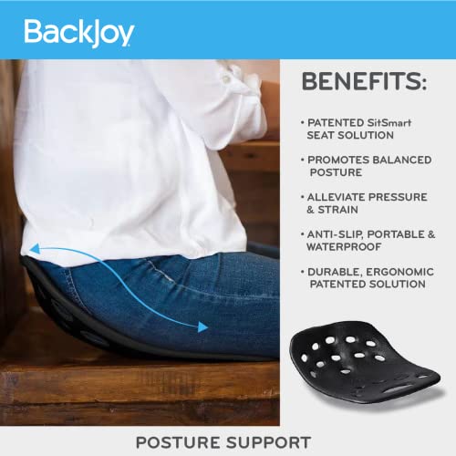 Backjoy Posture Seat Pad | Ergonomic Pressure Relief, Hip & Pelvic Support to Improve Posture | Home, Office Chair, Car Seat, Waterproof | Fits S-L Hips | Posture Plus (Black)