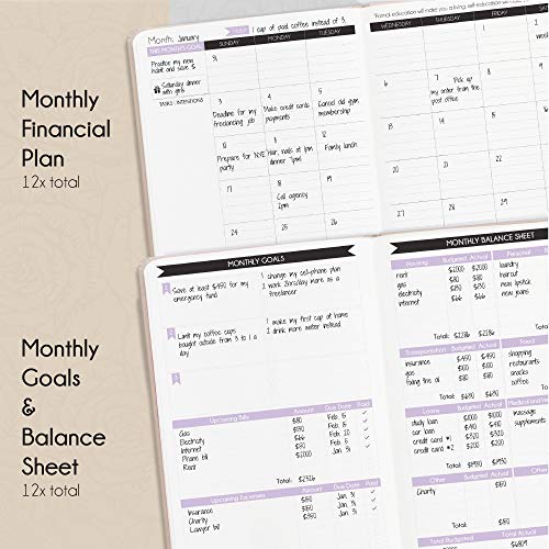 Undated Monthly Budget Planner and Monthly Bill Organizer - A 12 Month Journey to Financial Freedom, Monthly Budget Book Planner, Law of Attraction Planner