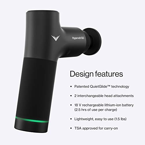 Hyperice Hypervolt GO - Deep Tissue Percussion Massage Gun - Take Pain Relief and Sore Muscle Recovery on The GO with This Surprisingly Powerful, Whisper-Quiet Portable Handheld Electric Massager.