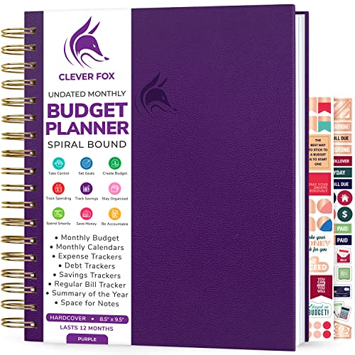 Clever Fox Budget Planner â Coiled Budget Book with Colorful Spacious Pages, Monthly Financial Planner, Budgeting Organizer & Expense Tracker Notebook, Finance Journal, 8x9.5 Hardcover â Purple