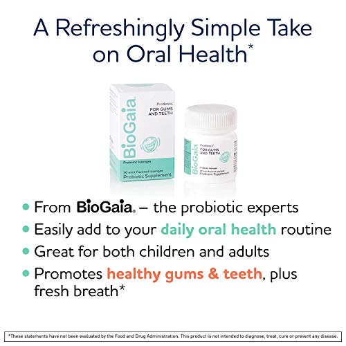 BioGaia Prodentis Mint Lozenges, A Dental Probiotic for Men and Women, Promotes Healthy Teeth and Gums, Fights Bad Breath, Alcohol Free, 30 Lozenges