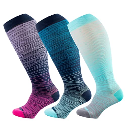 Wide Calf Compression Socks for Women & Men Extra Large Size Support Socks for Nurses Running Pregnant Travel, 15-20 mmHg