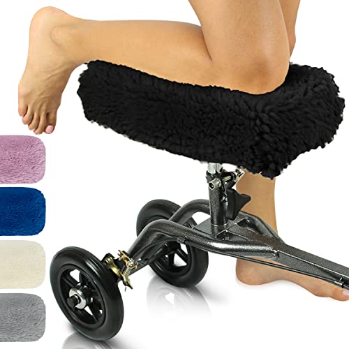Vive Knee Scooter Pad Cover - Plush Adult Sheepskin Memory Foam Cushion, Walker Accessory for Knee Roller, Padded Accessories, Leg Cart Improves Comfort During Injury, Fits Most Knee Scooters