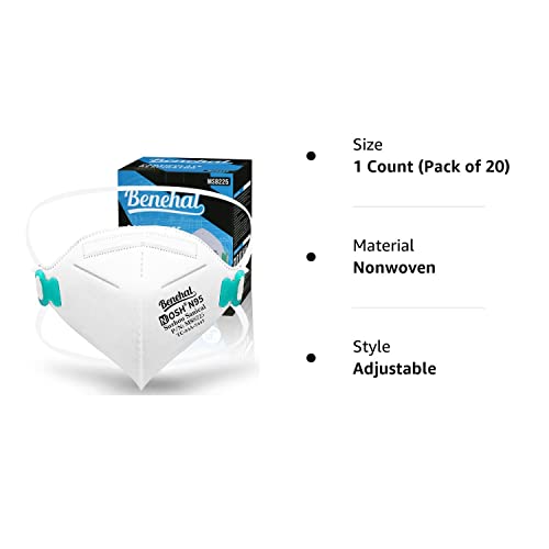 NIOSH Approved N95 Mask Particulate Respirators, Pack of 20 N95 Face Masks, Individually Wrapped, Universal Fit