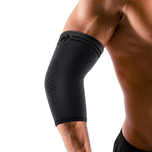 CAMBIVO 2 Pack Elbow Brace for Tendonitis, Tennis Elbow Compression Support Sleeve for Golfers Elbow Pain Relief, Arthritis, Bursitis, Workout, Weightlifting (Black, Large)