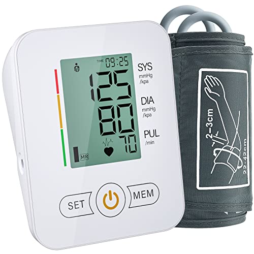 Blood Pressure Monitor, Blood Pressure Machine Extra Large Cuff Upper Arm, BP Cuff Automatic Upper Arm, with 22-42 cm Wide-Range Large Cuff 60 Groups Reading Memory for Home Useï¼Whiteï¼