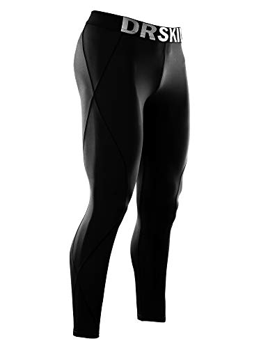 DRSKIN Compression Cool Dry Sports Tights Pants Baselayer Running Leggings Yoga Rashguard Men (M, Black)