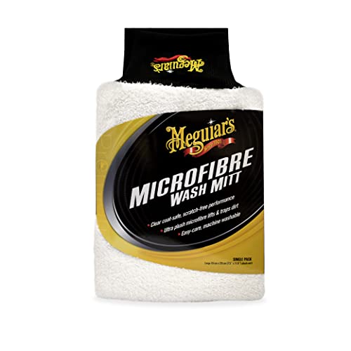 Meguiar's X3002 Microfiber Wash Mitt â Super-Thick Reusable Wash Mitt for Ultimate Finish, 7 B(M) US , White