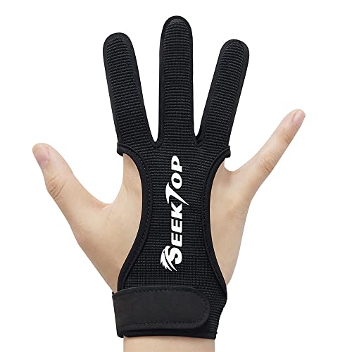 Archery Gloves Shooting Hunting Leather Three Finger Protector for Youth Adult Beginner -S