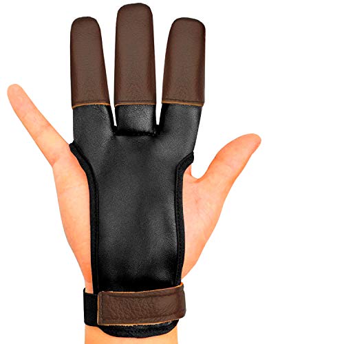 Archery Glove Finger Tab Accessories - Leather Gloves for Recurve & Compound Bow - Three Finger Guard for Men Women & Youth (Small)