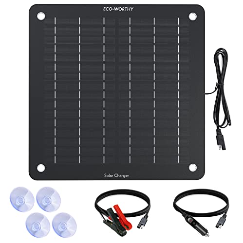 ECO-WORTHY 12 Volt 5 Watt Solar Trickle Charger for 12V Batteries Portable Power Solar Panel Battery Charger Maintainer for Car Boat Marine Motorcycles Truck
