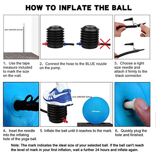 Trideer Ball Chair – Exercise Stability Yoga Ball with Base for Home and Office Desk, Ball Seat, Flexible Seating with Ring & Pump, Improves Balance, Back Pain, Core Strength & Posture（Ball with Ring