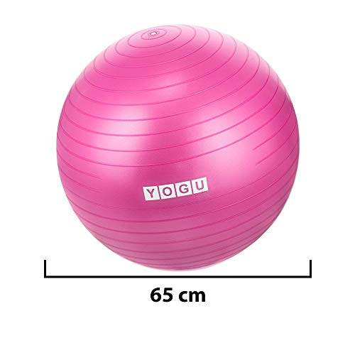 YOGU Stability Exercise Ball 65cm Yoga Balance Ball Birthing Ball with Air Pump Anti-Slip & Anti-Burst Supports 2000lbs Great for Yoga Pilates Abdominal Workout Fitness Ball and Office Chair