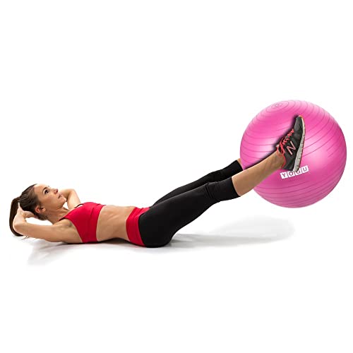 YOGU Stability Exercise Ball 65cm Yoga Balance Ball Birthing Ball with Air Pump Anti-Slip & Anti-Burst Supports 2000lbs Great for Yoga Pilates Abdominal Workout Fitness Ball and Office Chair