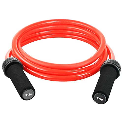 Weighted Jump Rope - (1.5LB) Solid PVC 12mm Diameter for Crossfit and Boxing - Heavy Jump Rope with Memory Non-Slip Cushioned Foam Grip Handles for Fitness Workouts Endurance and Strength Training