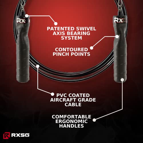 Rx Smart Gear Jump Rope - Black Ops Ergonomic Handles with Trans Black Cable Buff 3.4 9'0" | Jump Smart Weighted Speed Rope for Sports & Fitness, MMA, HIIT, Cardio & Functional Workout