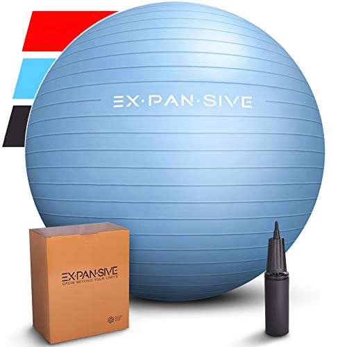 EXPANSIVE LIVING Exercise Ball (Blue, 75cm) - 2,000 lbs Stability Ball. Anti Burst & Heavy Duty for Yoga, Balance and Birthing. Physio Ball | Office Chair | Professional Grade Swiss Ball