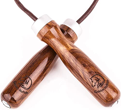Golden Stallion Leather Jump Rope - Jump Rope for Men and Women - Jump Rope Weighted and Adjustable - Transform Your Body at Home, Office & on the Go