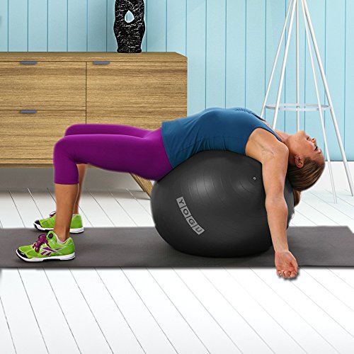 YOGU Stability Exercise Ball 65cm Yoga Balance Ball Birthing Ball with Air Pump Anti-Slip & Anti-Burst Supports 2000lbs Great for Yoga Pilates Abdominal Workout Fitness Ball and Office Chair