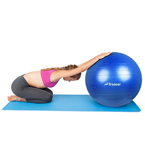 Trideer Exercise Ball (45-85cm) Extra Thick Yoga Ball Chair, Anti-Burst Heavy Duty Stability Ball Supports 2200lbs, Birthing Ball with Quick Pump (Office & Home & Gym) (Royal Blue, M (48-55cm))