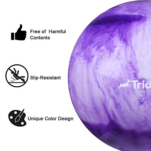 Trideer Exercise Ball (Multiple Color), Yoga Ball, Birthing Ball with Quick Pump, Anti-Burst & Extra Thick, Heavy Duty Ball Chair, Stability Ball Supports 2200lbs (B#Purple&White, XL (68-75cm))