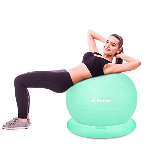 Trideer Ball Chair - Exercise Stability Yoga Ball with Base for Home and Office Desk, Ball Seat, Flexible Seating with Ring & Pump, Improves Balance, Back Pain, Core Strength & Posture£¨Ball with Ring