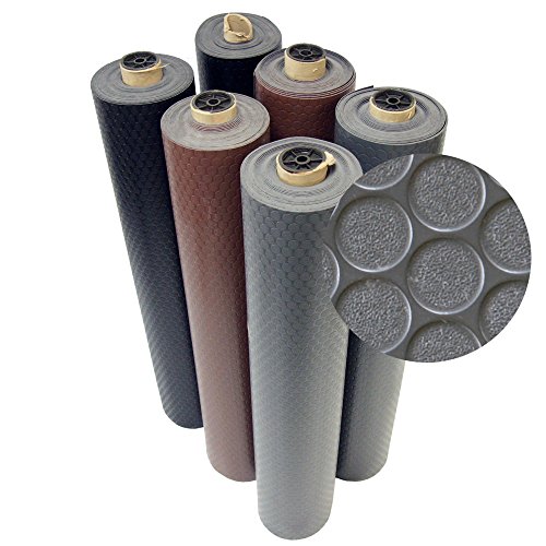 Rubber-Cal Coin-Grip Flooring and Rolling Mat, Black, 2mm x 4 x 30-Feet