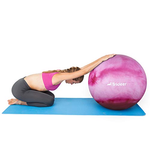Trideer Exercise Ball (45-85cm) Extra Thick Yoga Ball Chair, Anti-Burst Heavy Duty Stability Ball Supports 2200lbs, Birthing Ball with Quick Pump (Office & Home & Gym)