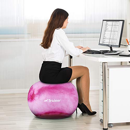 Trideer Exercise Ball (45-85cm) Extra Thick Yoga Ball Chair, Anti-Burst Heavy Duty Stability Ball Supports 2200lbs, Birthing Ball with Quick Pump (Office & Home & Gym)