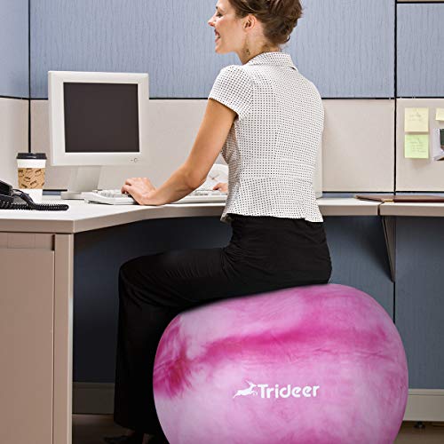Trideer Exercise Ball (45-85cm) Extra Thick Yoga Ball Chair, Anti-Burst Heavy Duty Stability Ball Supports 2200lbs, Birthing Ball with Quick Pump (Office & Home & Gym)