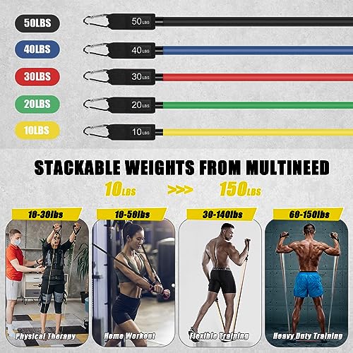 23 Pack Resistance Bands Set Workout Bands, 5 Stackable Exercise Bands 5 Loop Resistance Bands 2 Core Sliders – Door Anchor Handles Ankle Straps Carry Bag Instant Cooling Towel Wrist Wraps