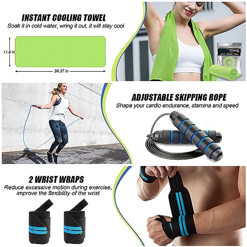 23 Pack Resistance Bands Set Workout Bands, 5 Stackable Exercise Bands 5 Loop Resistance Bands 2 Core Sliders – Door Anchor Handles Ankle Straps Carry Bag Instant Cooling Towel Wrist Wraps