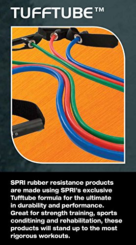 SPRI Resistance Bands with Handles & Home Gym Door Attachment - Exercise Resistance Tube Bands for Strength Training Fitness - Workout Arms, Chest, Back, Shoulders – Yellow, Very Light