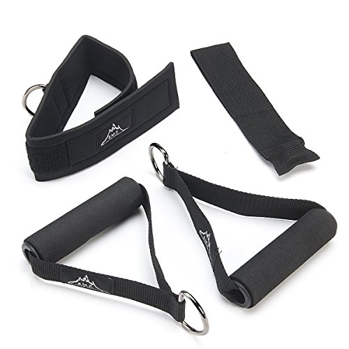 Black Mountain Products Resistance Band Set with Door Anchor, Ankle Strap, Exercise Chart, and Carrying Case