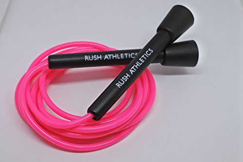 RUSH ATHLETICS SPEED ROPE NEON PINK - Best for Boxing MMA Cardio Fitness Training - Speed Agility Condition - Adjustable 10ft RUSH ATHLETICS JUMP ROPE Sold by RUSH ATHLETICS