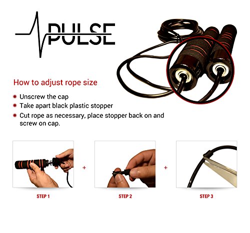 Weighted Jump Rope (1LB) With Memory Foam Handles and Thick Speed Cable - For fitness workouts at home, cardio, boxing and MMA, CrossFit, endurance training, Jumping Exercise. PULSE ATHLETICS.